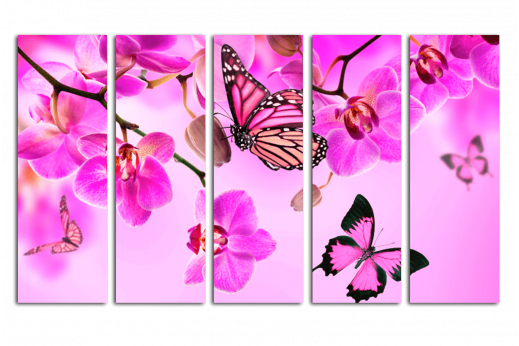 Модульная картина Орхидеи и бабочки
